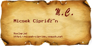 Micsek Ciprián névjegykártya